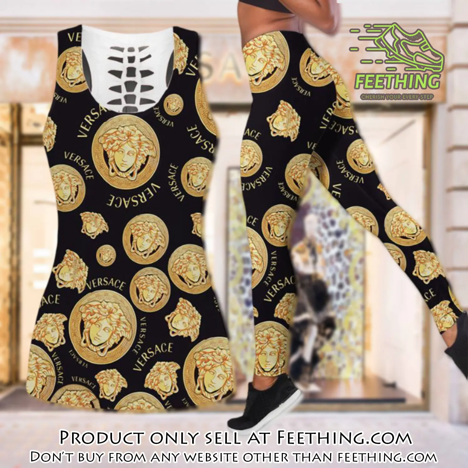 Gianni versace tank top leggings set luxury brand for women yoga gym ft4812514